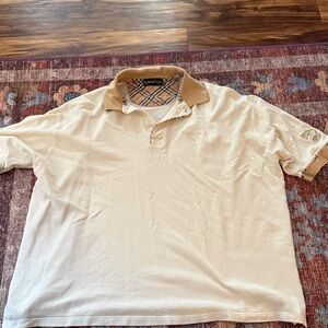 Burberry Beige Polo Shirt with Tan Collar